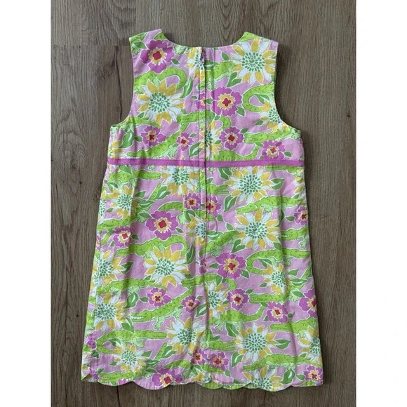 Lilly Pulitzer Girls‎ Size 6x Dress Alligator Floral Lined Vtg 90's Sleeveless - Picture 5 of 7